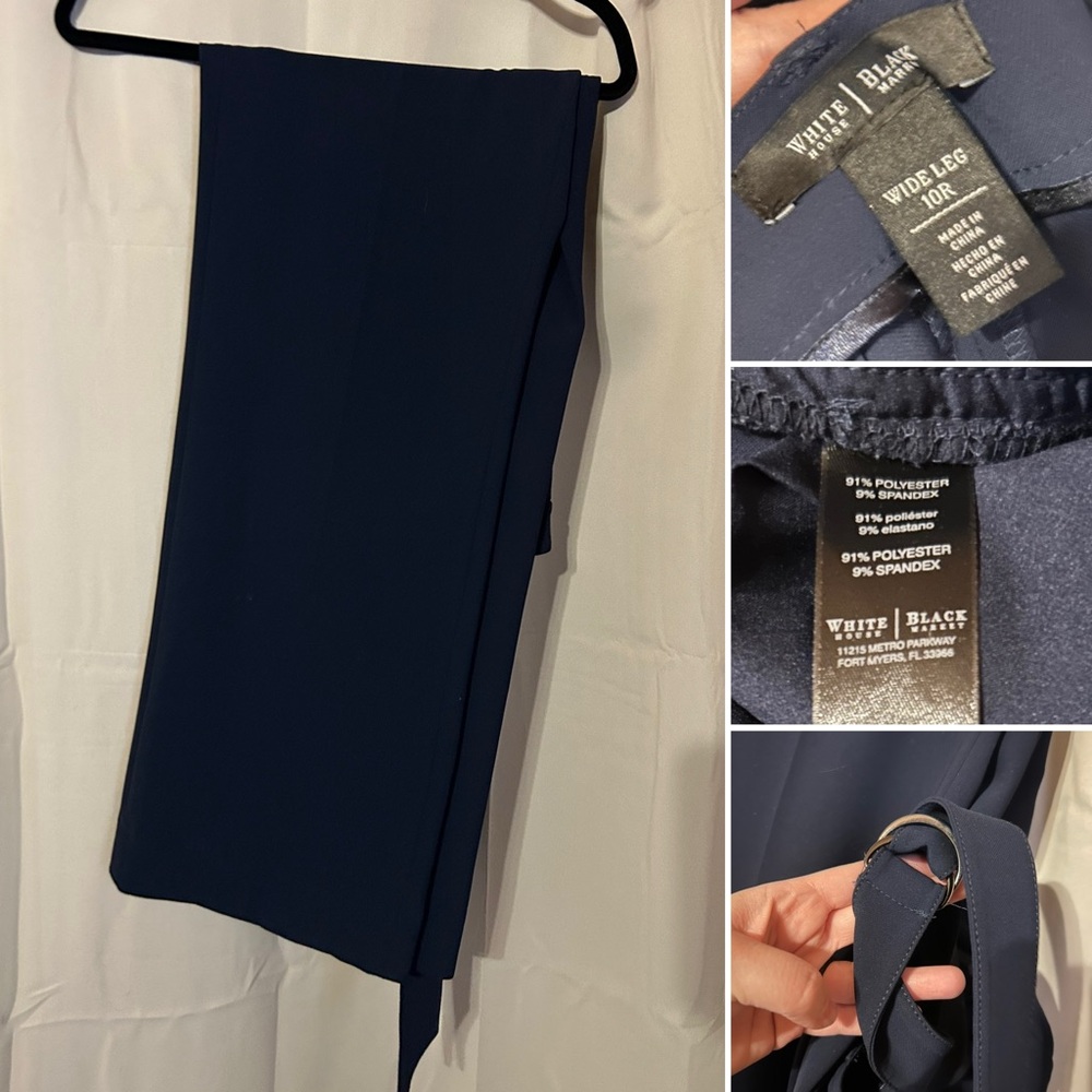 White House Black Market Navy Wide Leg Dress Pants